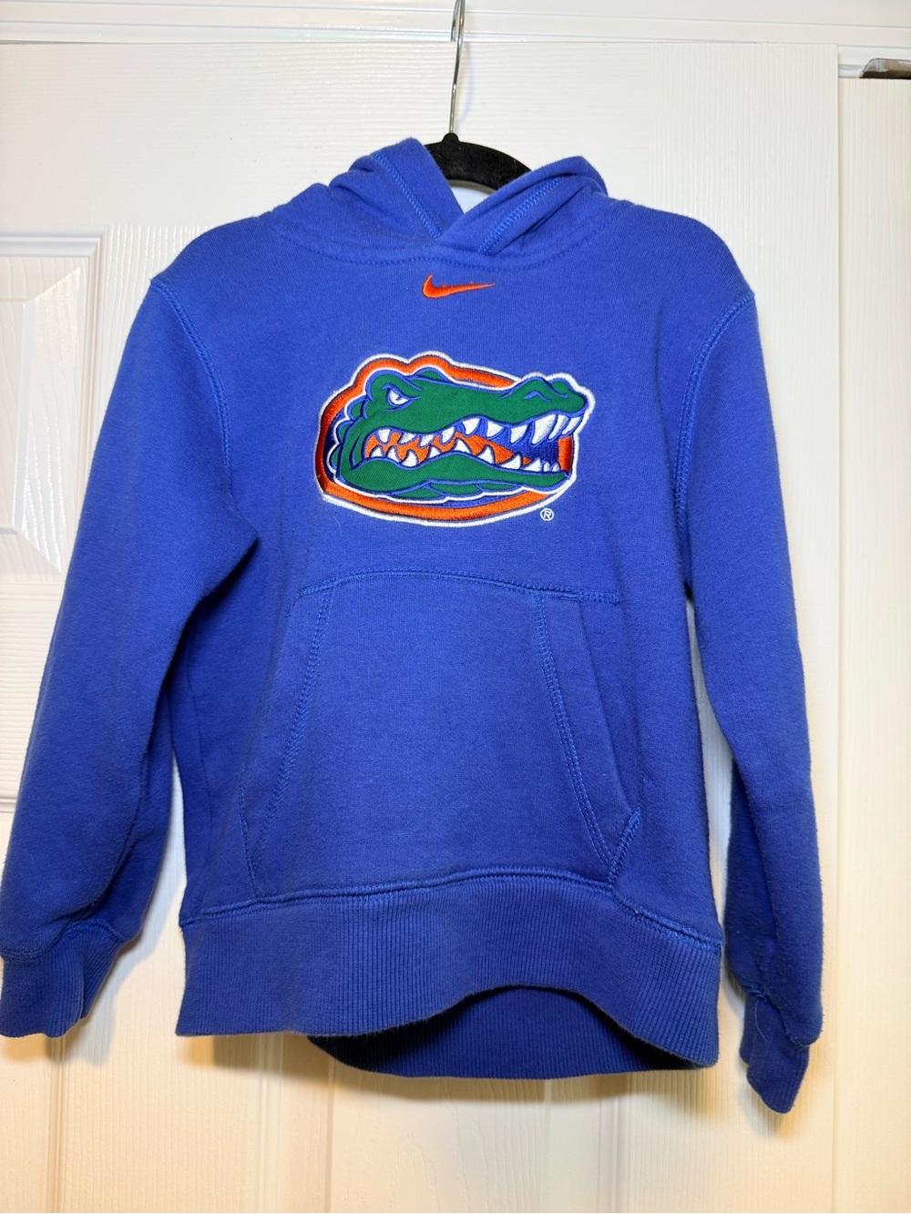 Nike Kids Royal Blue Gators Hooded Sweatshirt with Orange Swoosh